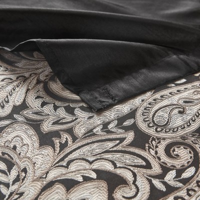Black and Off-White Paisley Jacquard Shower Curtain