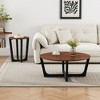 44.2" Acacia Solid Wood Coffee Table with Circular Top and Minimalist Base for Living Room, Lounge, or Patio - 2 of 4