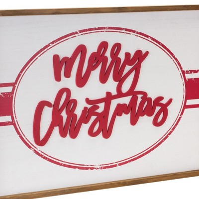 Melrose Red and White Wood Merry Christmas Sign 27.5"L