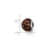 Black Bow Jewelry Brown Jaguar Glitter Overlay Glass & Sterling Silver Bead Charm, 15mm - 3 of 4