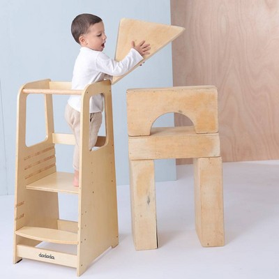 Natural Adjustable Beechwood Toddler Tower Stepping Stool