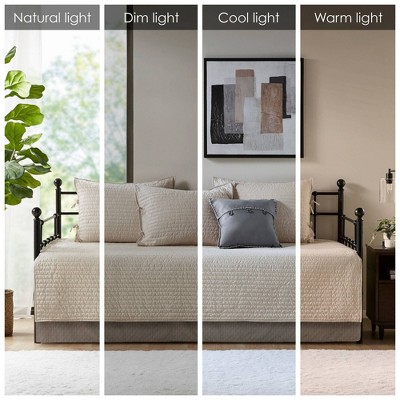Neutral Plaid Reversible Polyester Daybed Cover Set