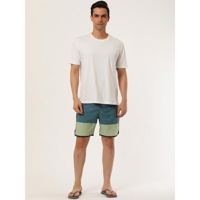 INSPIRE CHIC Men's Drawstring Swimming Surfing Color Block Board Shorts Blue Green 34 — фото 3