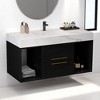 39.4" Wall-Mounted Bathroom Vanity with Sintered Stone Countertop, 2 Drawers & Open Shelves, Metal Handles (Faucet Not Included) - 3 of 4