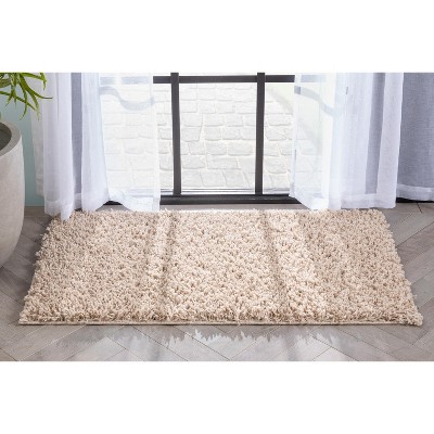 Beige Rectangular Easy Care Shag Rug 36" x 47"