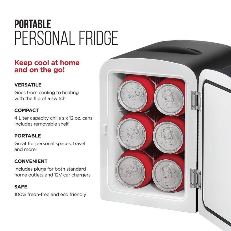 Chefman Portable 6-Can Mini Fridge - Black, 3 of 16