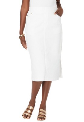 Jessica London Women's Plus Size Comfort Waist Stretch Denim Midi Skirt