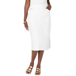 Jessica London Women's Plus Size Comfort Waist Stretch Denim Midi Skirt - 1 of 4