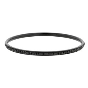 Slickblue Fashion Black Bangle for Women, Crystals, Hematite Plating, 1.1ct, 65mm Diameter - 1 of 3