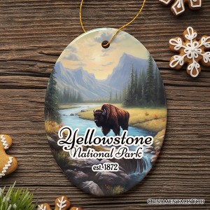 Artistic Yellowstone National Park Christmas Ornament, Gift for Nature Lovers| OrnamentallyYou - 1 of 4