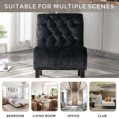 Ridstar Upholstered Modern Velvet Accent Chair With Wooden Legs For Reading, Living Room-Black