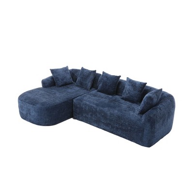 NicBex L-Shaped Modular Sectional Sofa,3-Seat Boucle Couch with Chaise and 5 Pillows for Living Room,Apartment,Office