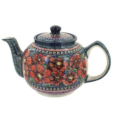 Blue Rose Polish Pottery Jungle Flower Teapot