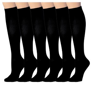 Tipi Toe 3 Pairs Compression Socks for Men & Women Solid Plain Black Knee High Socks (12-14 mmHg) - 1 of 4