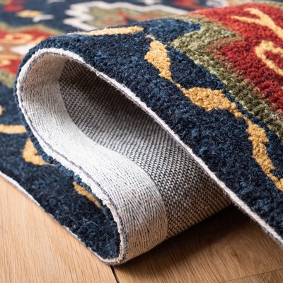 Heritage Red and Navy Hand-Tufted Wool Area Rug