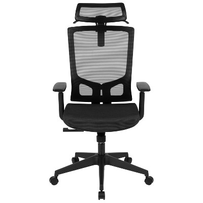 Black Mesh High-Back Ergonomic Swivel Task Chair with Adjustable Arms