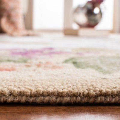 Ivory Floral Hand-Hooked Wool Area Rug, 3'9" x 5'9"