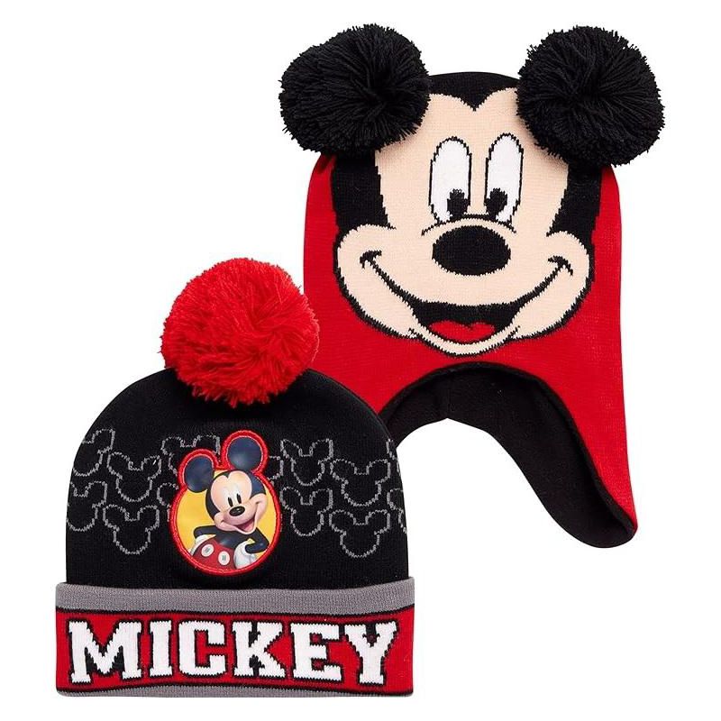 Disney Mickey Mouse Boys Winter Hat – 2 Pack Pom Pom Beanie, Little Boys Ages 4-7, 2 of 6