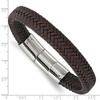 Black Bow Jewelry 12mm Stainless Steel (Multiple Colors) Woven Leather Adj Bracelet 8 In - 4 of 4