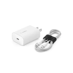 Belkin Boost Charge PD (25W) PPS USB-C Wall Charger with Braided C-C Cable and Strap