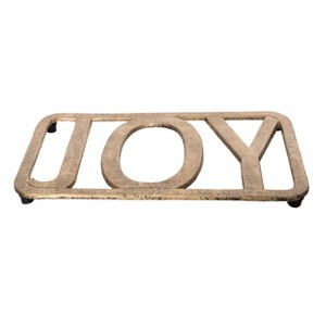 Transpac Gold Metal Trivet Joy Christmas Tabletop Decor Stylish Functional Gift for Holiday Table Decor - 1 of 1
