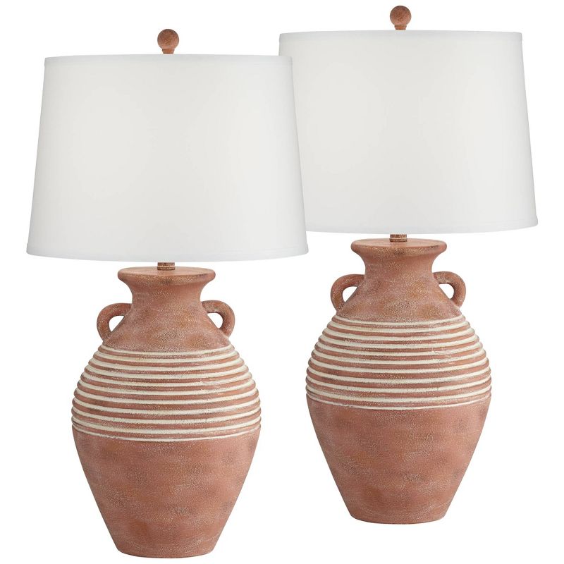 John Timberland Sierra 30" Tall Jug Large Southwest Farmhouse Rustic Western End Table Lamps Set of 2 Brown Living Room Bedroom Bedside Nightstand, 1 of 10