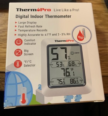 ThermoPro TP53W Digital Thermometer Indoor Hygrometer Temperature Humidity  Monitor w/ Min Max Records and Comfort Indicator Room Thermometer in Black