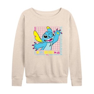 Women's - Disney - Lilo & Stitch Lightweight French Terry Wide Neck Long Sleeve Shirt - 1 of 4