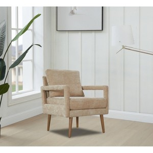 Mid-Century Armchair , Accent Chair with Chenille Armrest - 1 of 4
