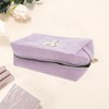 Unique Bargains Corduroy Rectangular Letter Makeup Bag Pink Purple 1 Pc - 3 of 4