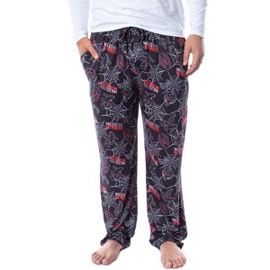 Marvel Comics Miles Morales Spiderman Web Mens' Sleep Lounge Pajama Pants Black - 1 of 4
