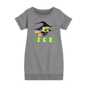 - SpongeBob SquarePants - Best Witches Graphic Short Sleeve Fleece Dress - 1 of 4