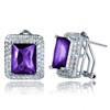 ELYA Purple Radiant-Cut Cubic Zirconia Double Halo Sterling Silver Earrings (15mm) - 2 of 3