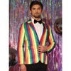 Lars Amadeus Men's Notch Lapel Prom Party Rainbow Striped Suit Jacket - 2 of 4