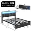 AMERLIFE LED Bed Frame with Drawers, 2-Tier Storage and Charging Station - 3 of 4