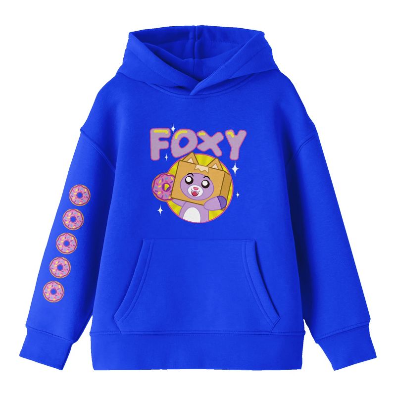 Lanky Box Foxy Long Sleeve Royal Blue Youth Hooded Sweatshirt, 1 of 5