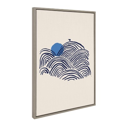 33" x 23" Indigo and Blue Abstract Canvas Wall Art
