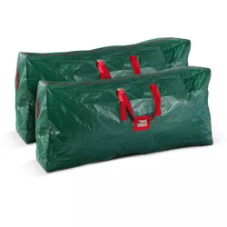 OSTO Waterproof Artificial Christmas Tree Storage Bag for Disassembled Trees up to 9 Feet 65x15x30 Inch 2-Pack Green