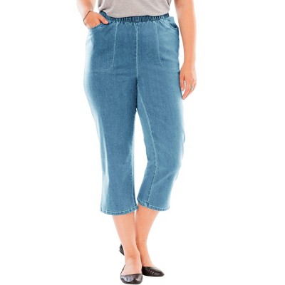 Woman Within Petite Capri Fineline Denim Jean