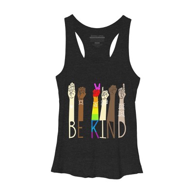 Adult Design By Humans Pride Be Kind Sign Language By Avocato Racerback Tank Top