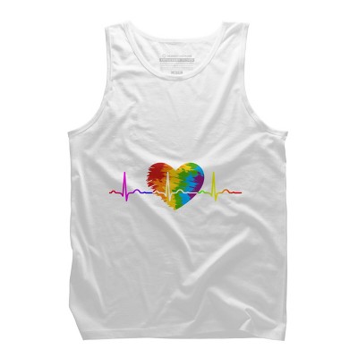 Adult Design By Humans Rainbow Heartbeat Pride By corndesign Tank Top