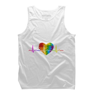 Adult Design By Humans Rainbow Heartbeat Pride By corndesign Tank Top - 1 of 2