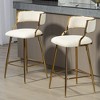 Okak 26"Luxury Counter Height Bar Stool Set of 2, Corduroy Kitchen Bar Stools with Golden Chromed Base and Footrest for Dining Room - 3 of 4