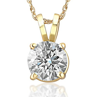Pompeii3 3/4ct Diamond Solitaire Pendant 14K Yellow Gold