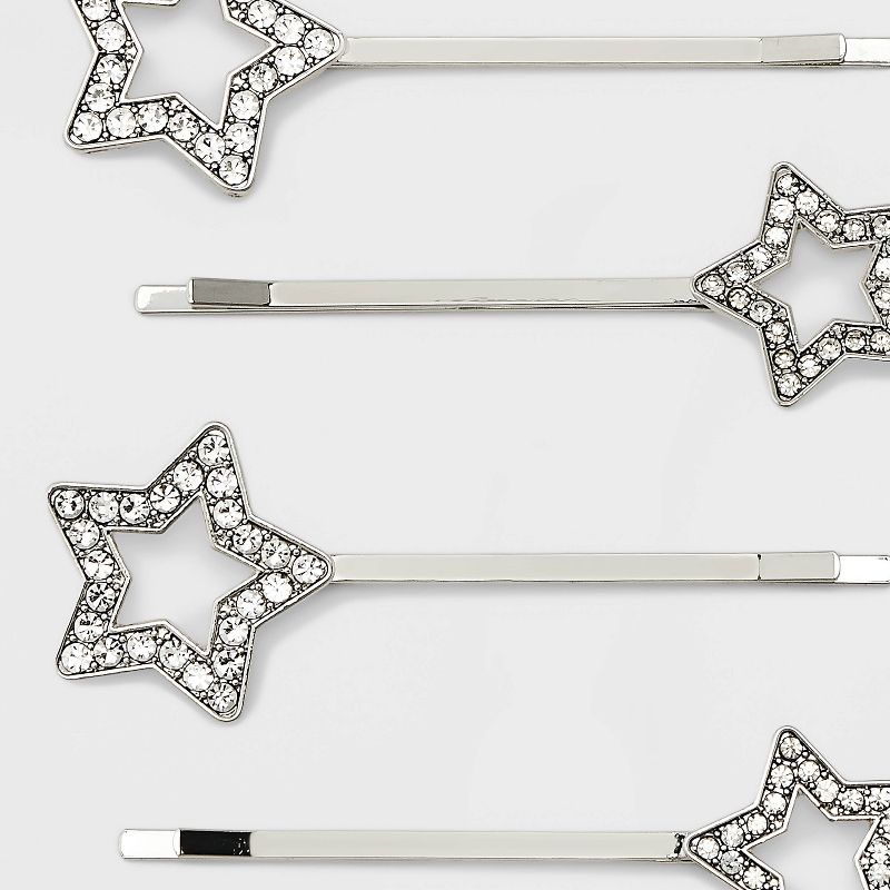 Star Bobbie Hair Clip Set 4pc - Wild Fable&#8482; Silver, 2 of 3