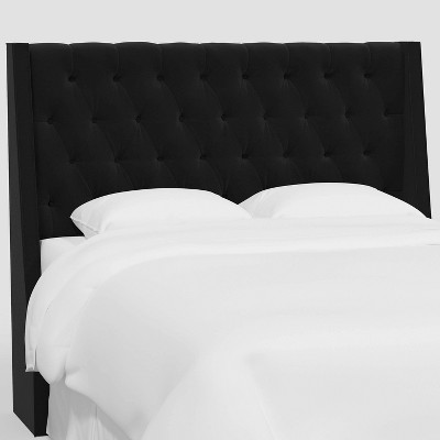 Full Gilford Wingback Headboard in Velvet Black - Threshold™: Pine Frame, Button Tufted, 56" Height