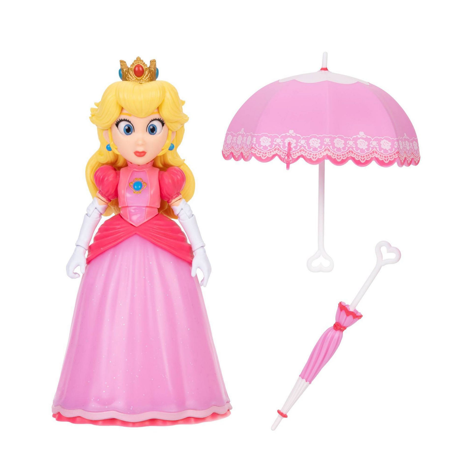 The Super Mario Galaxy Movie - 5" Figure Series – Princess Peach Figure with Open and Closed Parasol Accessories