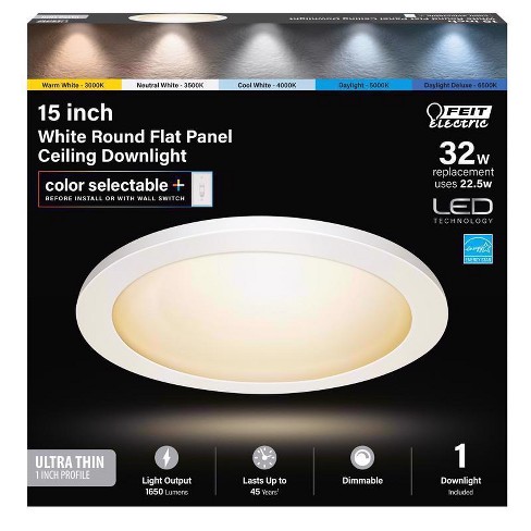 Feit Electric Flush Mount Led Round Flat Panel Light White Target