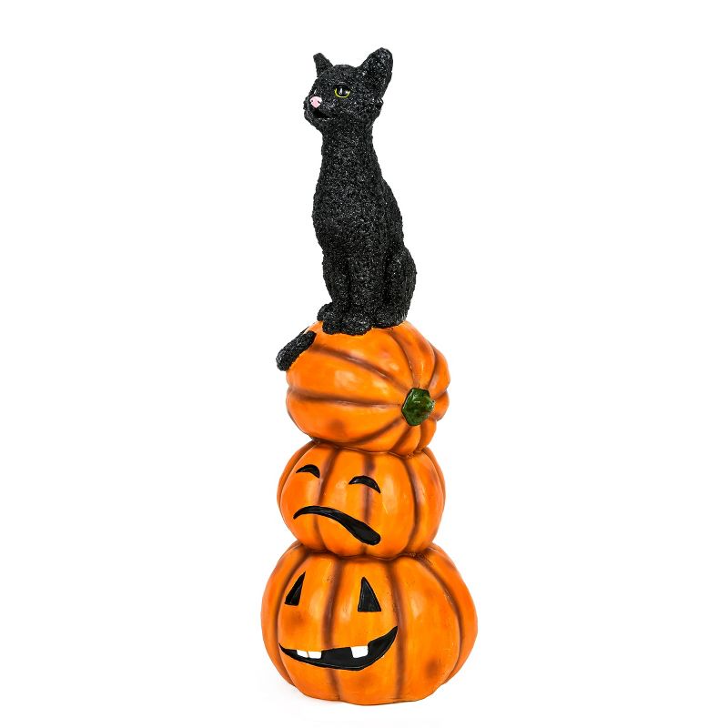 32" Halloween Black Cat and Pumpkins Stack - National Tree Company, 4 of 6