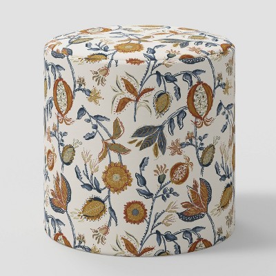 Drum Ottoman in Magdalena Floral Snowfall - Threshold™